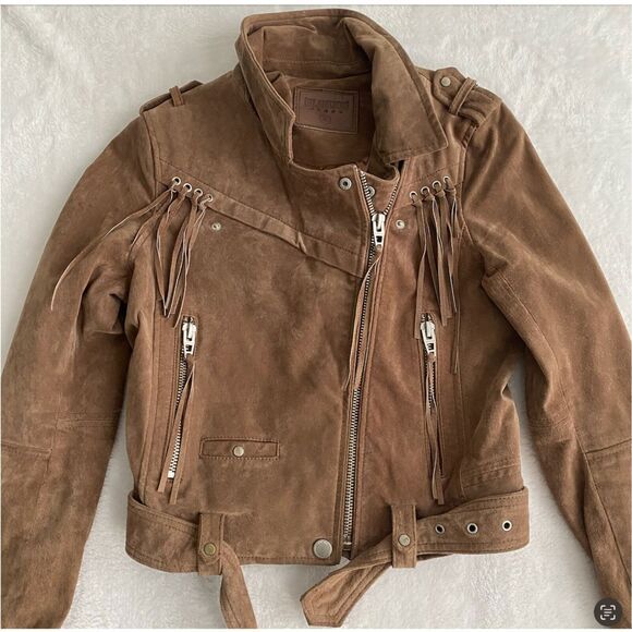 BLANKNYC Jacket Women Sz S 100% Suede‎ Leather Moto Cropped Western Rodeo - Picture 3 of 16